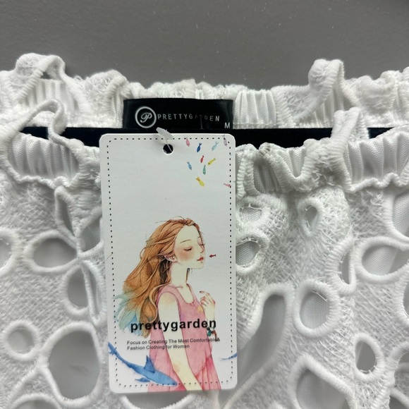 PrettyGarden White Off-Shoulder Lace Dress size M <<19>> - Picture 3 of 8